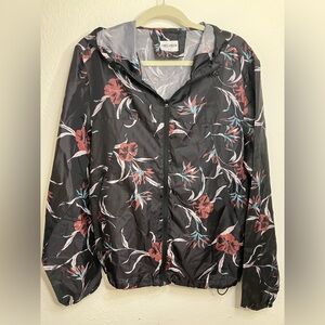 Sunrise Kingdom Black Floral Lightweight Rain Jacket Windbreaker Unisex Size M